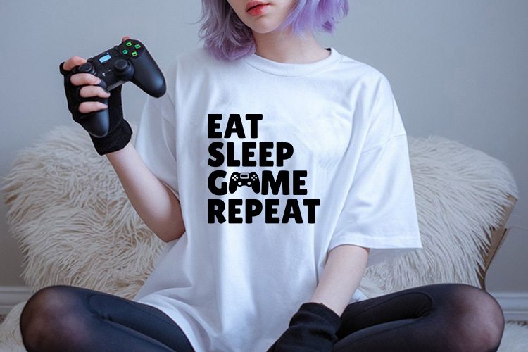 Eat Sleep Game Repeat - Gaming Design SVG Tshirt Mockup Image.jpg