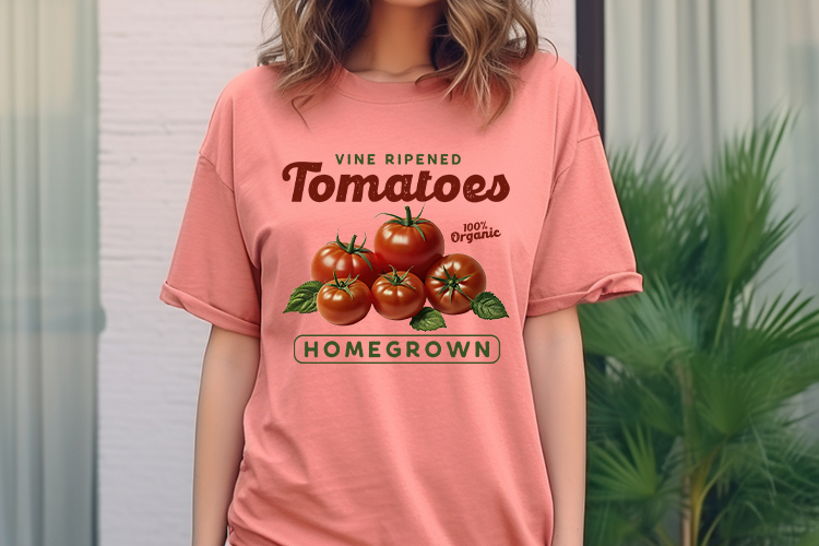 Vine Ripened Tomatoes - Vintage Fruit PNG Sublimation Shirt Mockup Image 2.jpg
