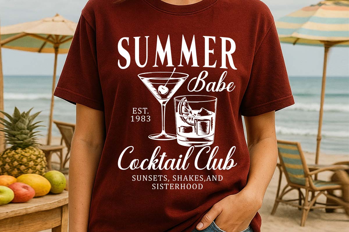 Summer Babe Cocktail Club SVG File Tshirt Mockup Image.jpg