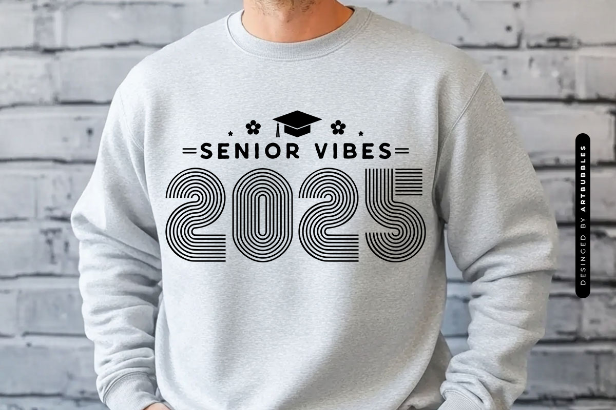 Senior Vibes 2025 - Graduation SVG Cut File Tshirt Mockup Image.jpg