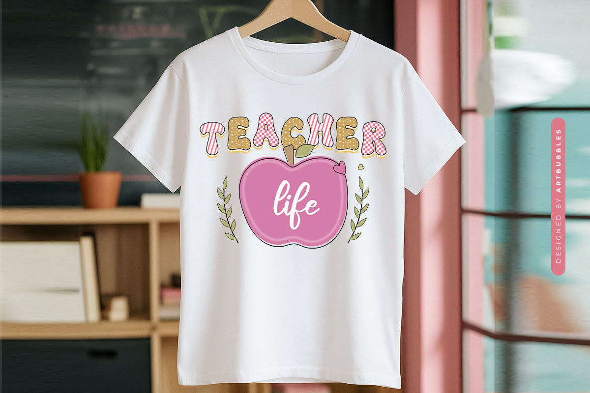 Retro Teacher Life Sublimation Print Shirt Mockup Image.jpg