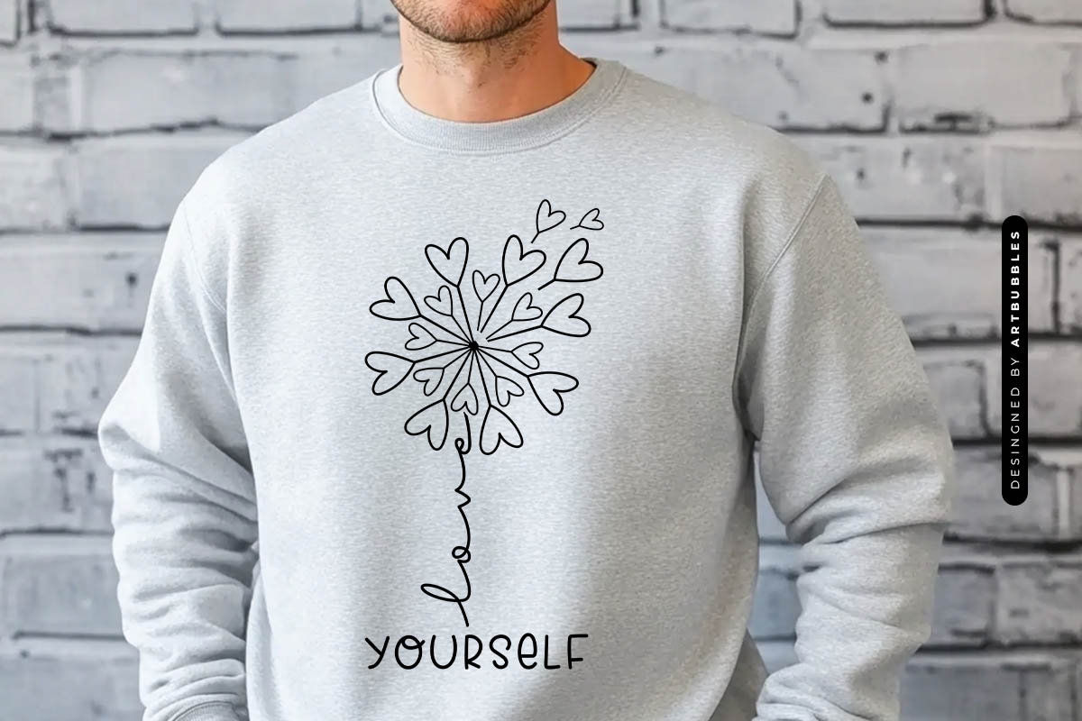 Love Yourself - Heart Dandelion SVG Vector