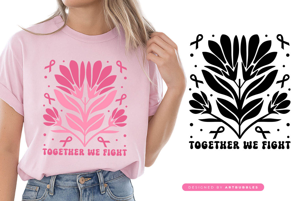 Together We Fight - Breast Cancer Retro SVG