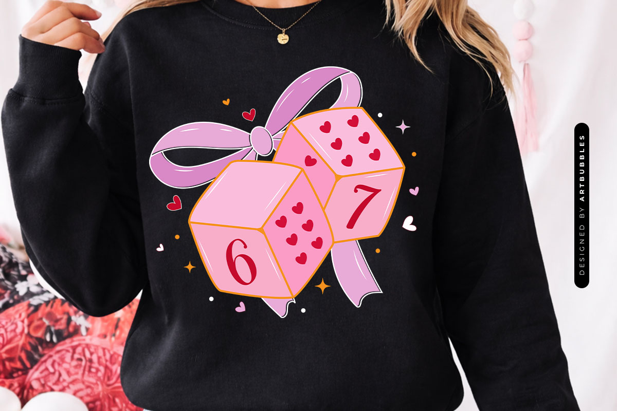 Pink Coquette Valentine 67 Dice Sublimation Sweatshirt Mockup Image.jpg
