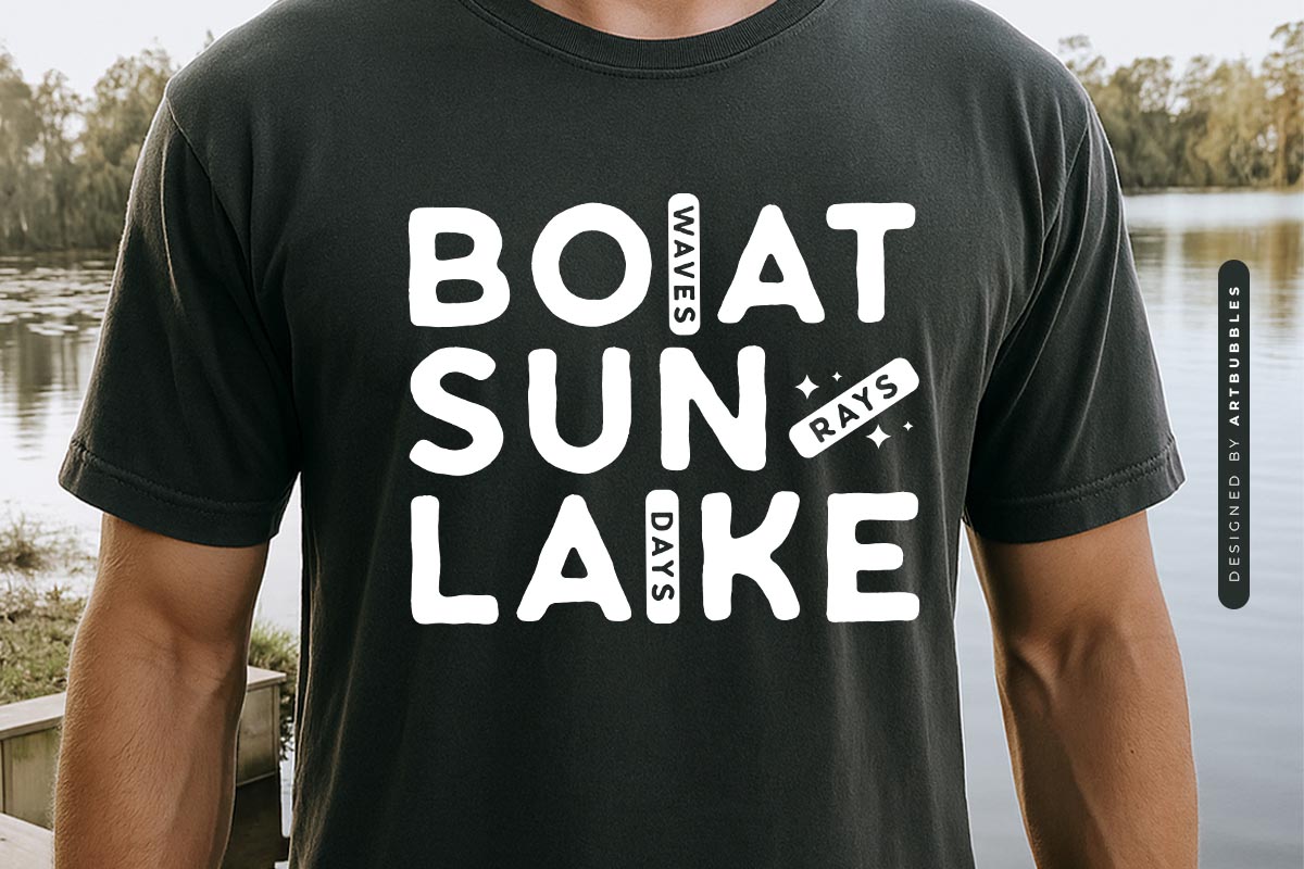 Boat Waves Sun Rays Lake Days SVG Design Tshirt Mockup Image.jpg