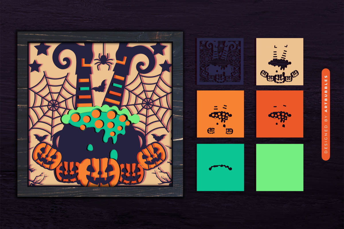 Witch Lantern Cauldron Halloween Shadow Box SVG Image.jpg