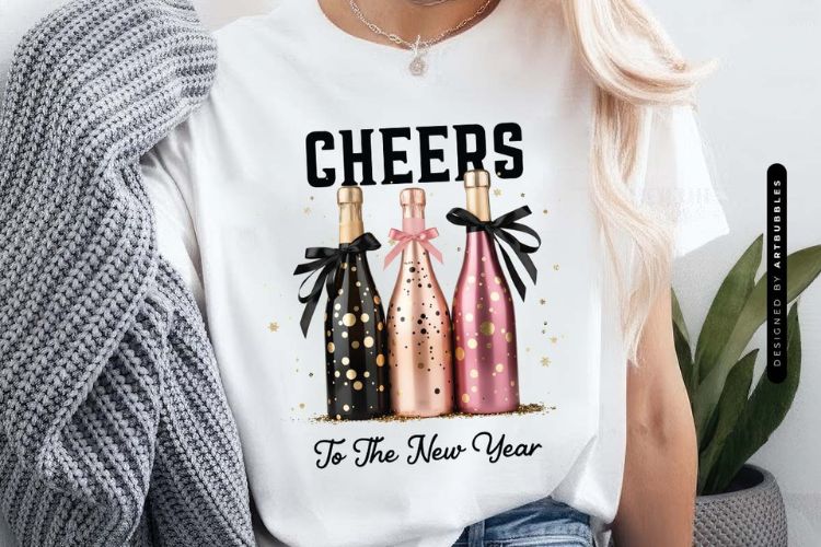 Cheers to the New Year PNG Sublimation Shirt Mockup Image.jpg