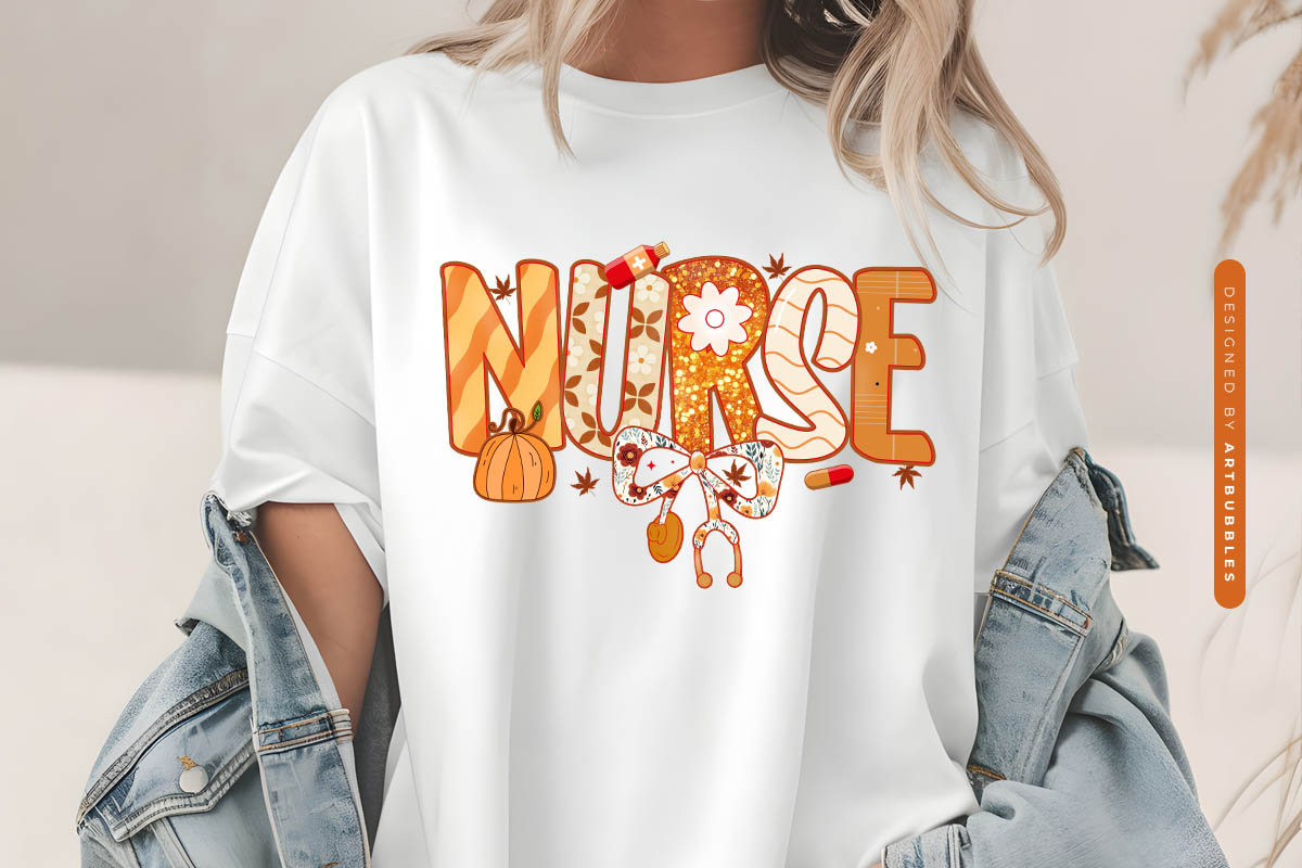 Preppy Nurse Fall Sublimation Transfer T-shirt Mockup Image.jpg