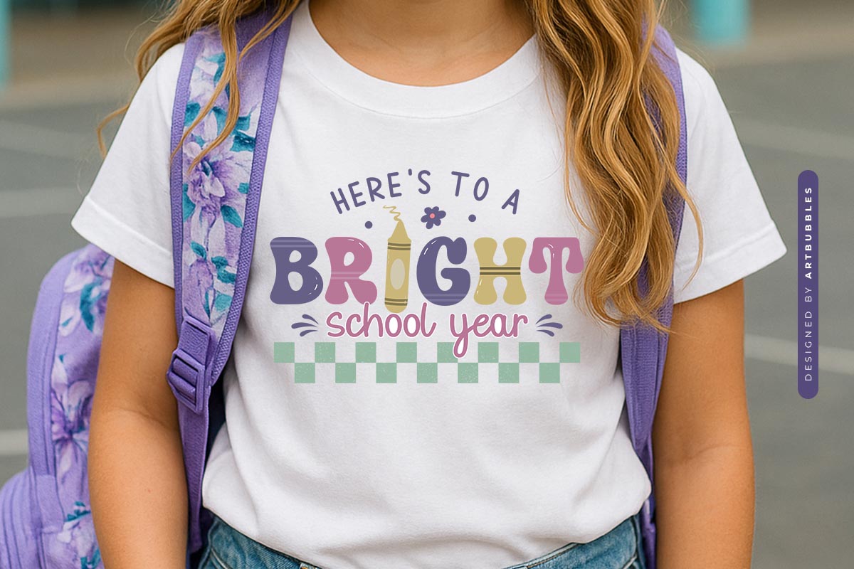 Here's to a Bright School Year - Retro Back to School PNG Shirt Mockup Image.jpg