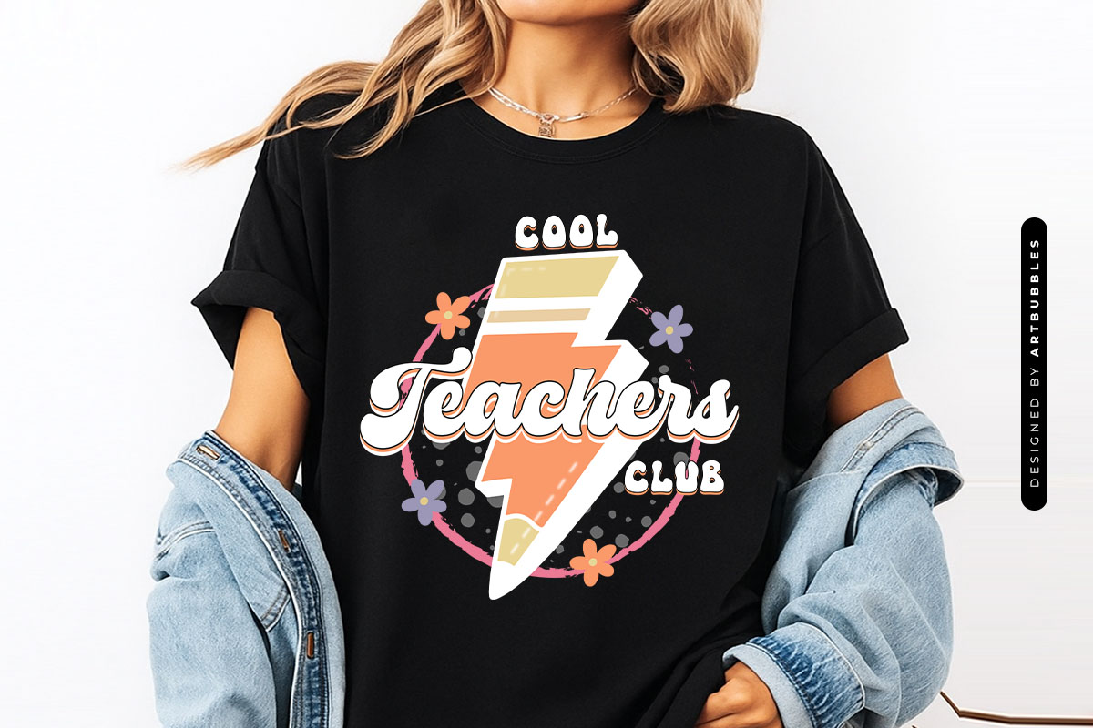 Retro Cool Teachers Club Sublimation Transfer Tshirt Mockup Image.jpg