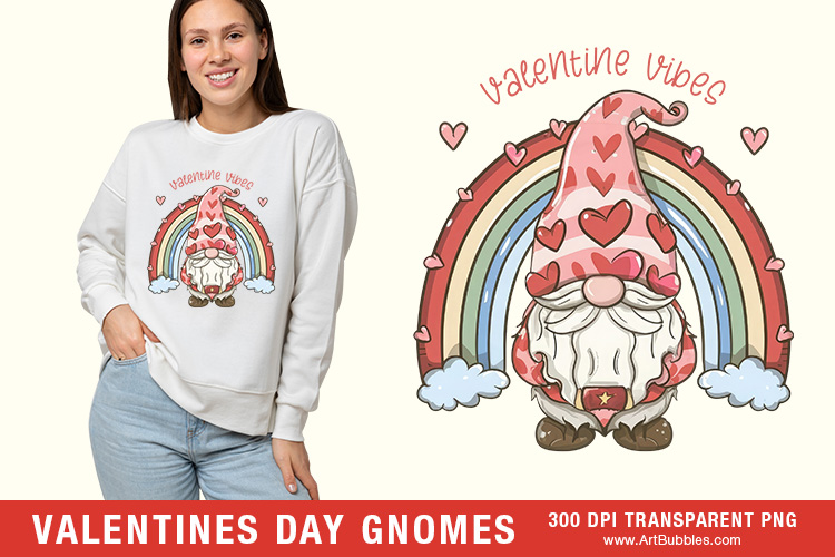 Valentine Vibes, Gnome Valentines Day Sublimation