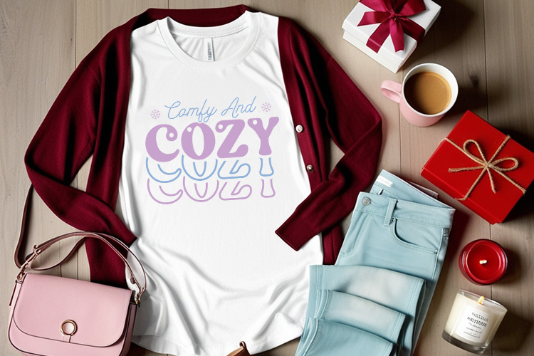 Comfy and Cozy - Winter SVG Vector Tshirt Mockup Image.jpg