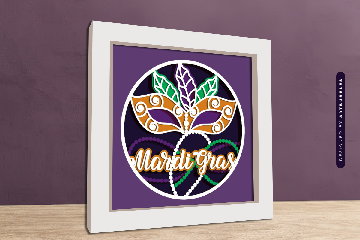 3D Mardi Gras Shadow Box SVG Design