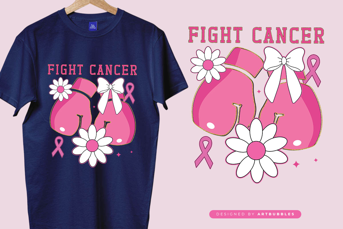 Floral Fight Cancer Sublimation Design PNG