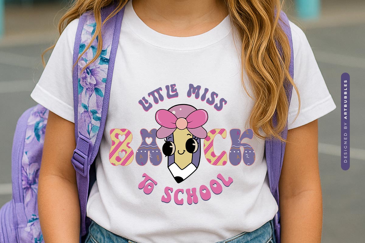 Little Miss Back to School Sublimation Retro