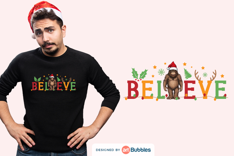 Believe PNG, Christmas Bigfoot Sublimation Design Preview 01.jpg