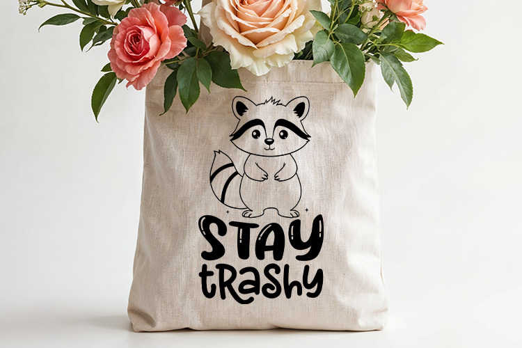 Stay Trashy - Funny Raccoon Quote SVG Tote bag Mockup Image.jpg