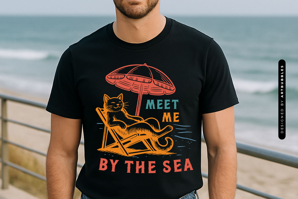 Meet Me By The Sea - Funny Summer Cat SVG Tshirt Mockup Image.jpg
