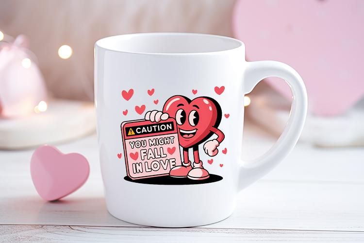 Caution You Might Fall in Love - Retro Valentine Sublimation Mug Mockup Image.jpg