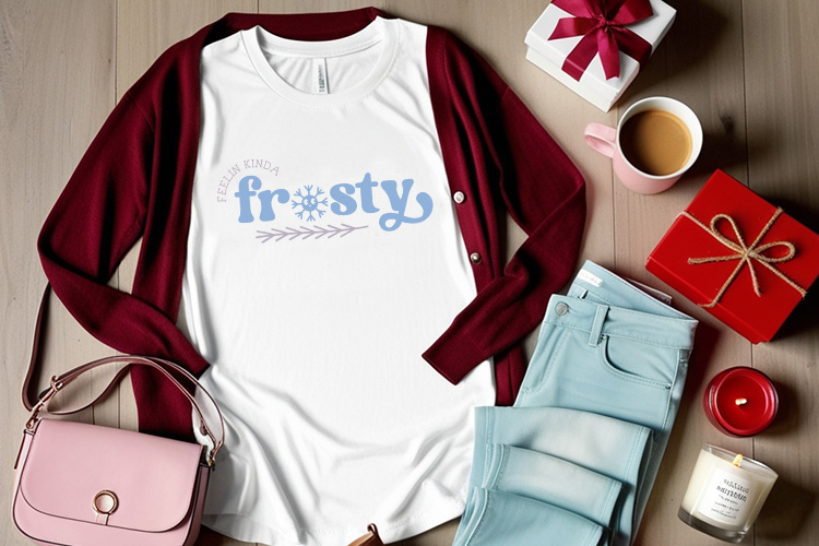 Feelin Kinda Frosty - Funny Winter Svg Tshirt Mockup Image.jpg