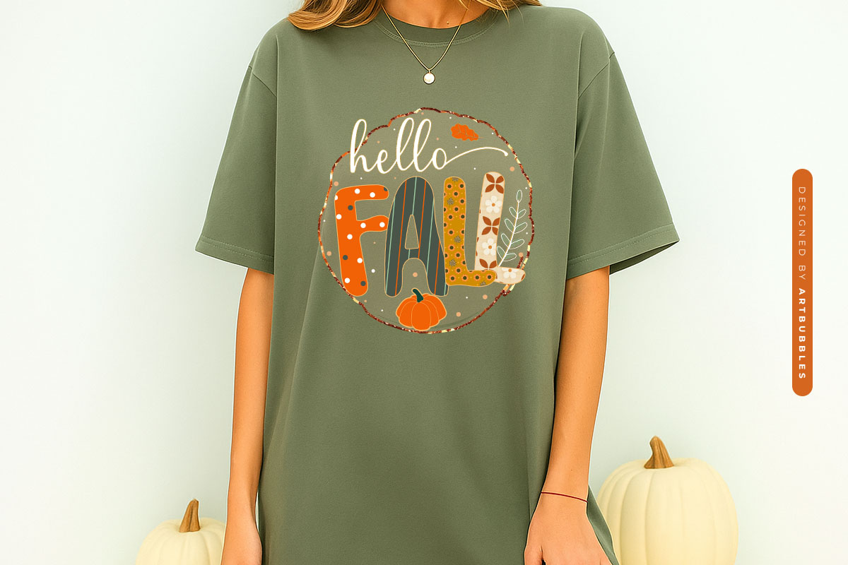 Preppy Hello Fall Sublimation Transfer Shirt Mockup Image.jpg