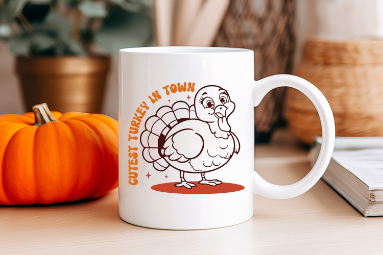 Cutest Turkey in Town - SVG Thanksgiving Mug Mockup Image.jpg