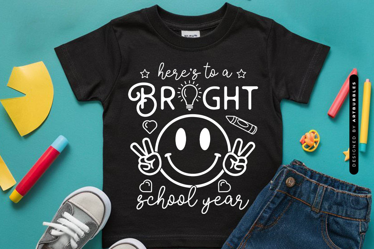 Here's to a Bright School Year SVG File Shirt Mockup Image.jpg