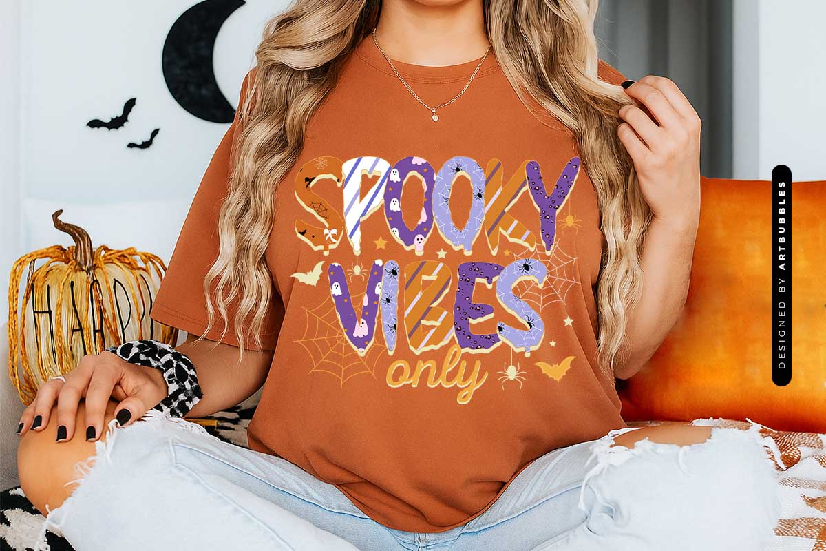Spooky Vibes Only - Creepy Halloween Sublimation Tshirt Mockup Image.jpg