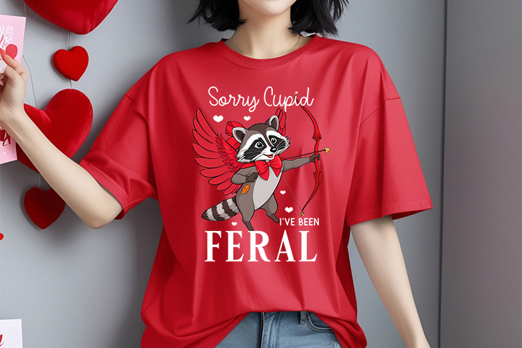 Sorry Cupid I've Been Feral - Coquette Valentine sublimation Shirt Mockup Image.jpg