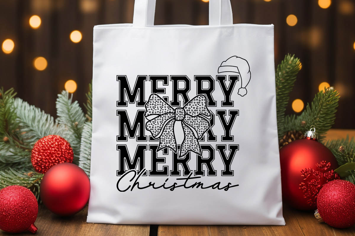 Coquette Bow Merry Christmas SVG Tote bag Mockup image.jpg