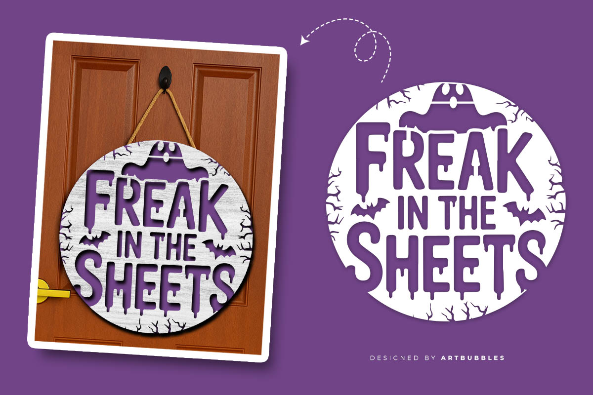 Freak in the Sheets - Halloween Door Hanger SVG File image.jpg