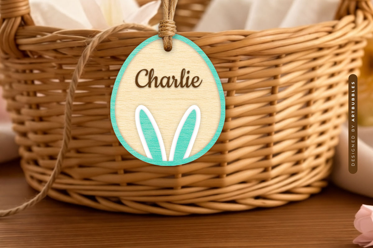 Easter Laser Cut Basket Tag SVG