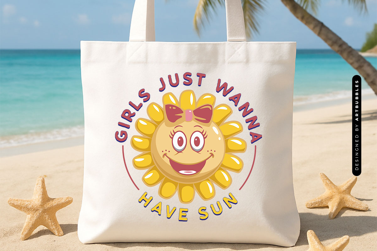 Girls Just Wanna Have Sun - Summer Sublimation Tote Bag Mockup Image.jpg