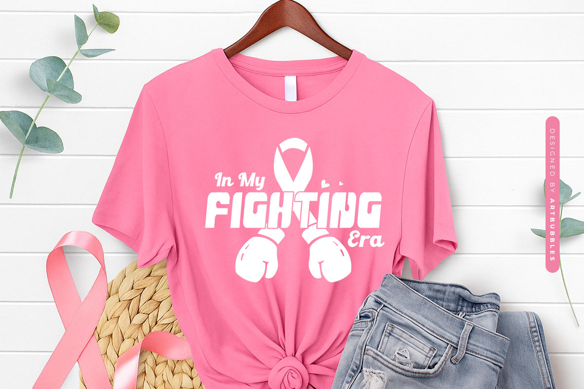 In My Fighting Era - Retro Breast Cancer SVG Shirt Mockup Image.jpg