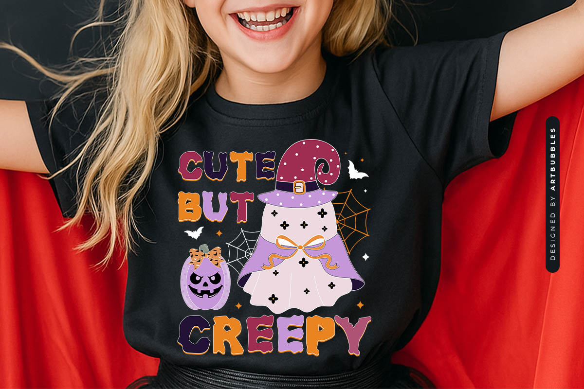 Cute But Creepy - Coquette Halloween Sublimation Print T-shirt Mockup Image.jpg