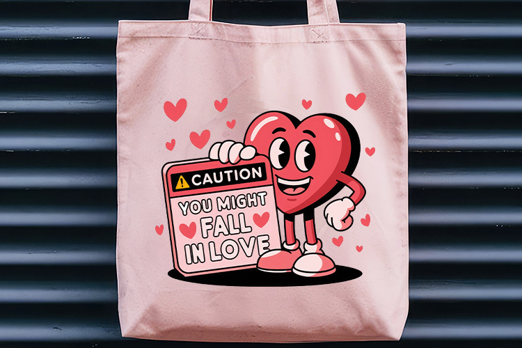 Caution You Might Fall in Love - Retro Valentine Sublimation Tote Bag Mockup Image.jpg