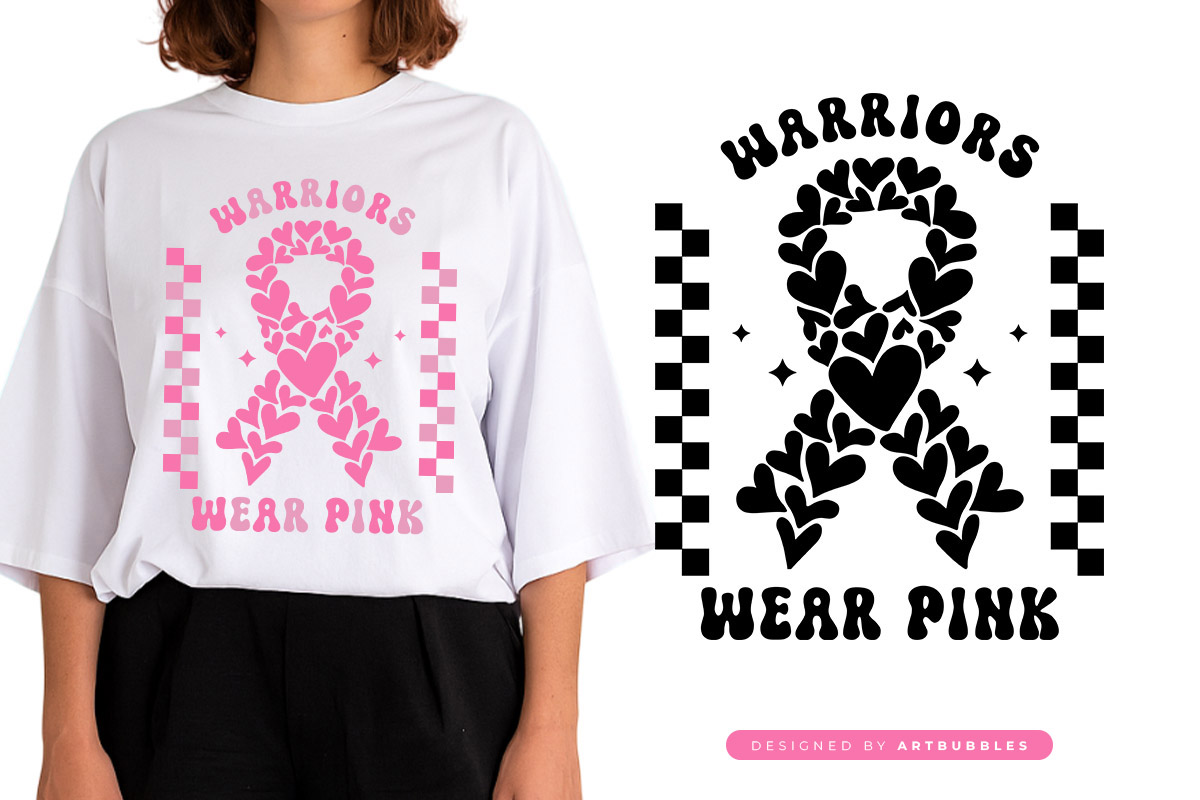 Warriors Wear Pink - Retro Breast Cancer SVG File