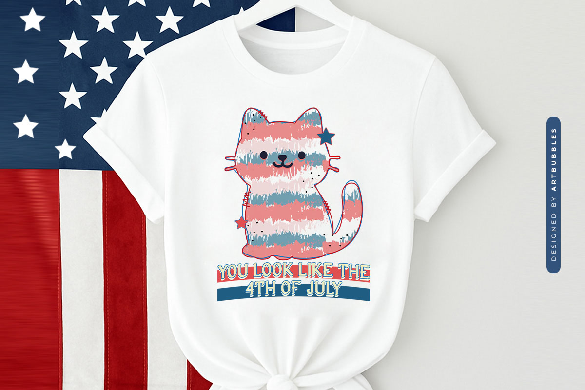 You Look Like The 4th of July Cat Sublimation Tshirt Mockup Image.jpg