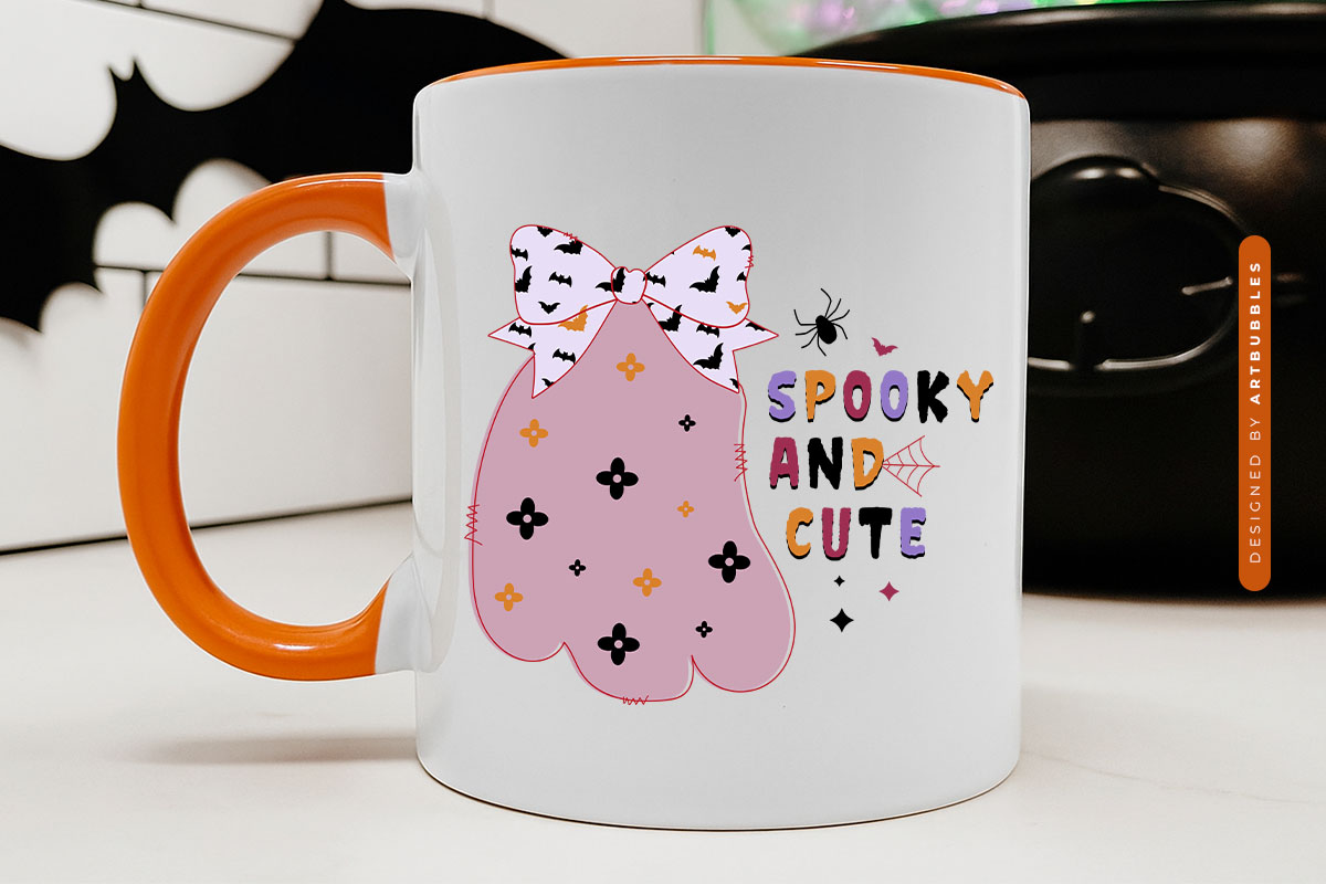 Spooky and Cute - Halloween Coquette Sublimation Mug Mockup Image.jpg