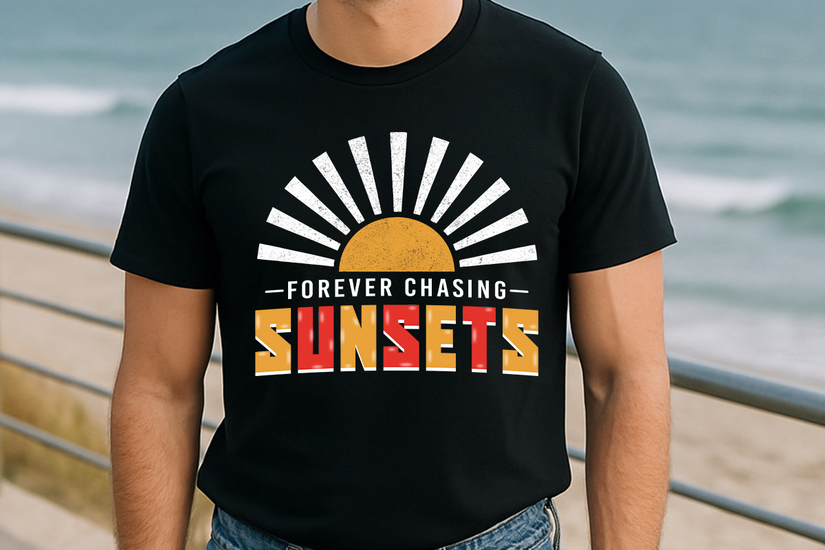 Forever Chasing Sunsets - Summer PNG Sublimation Tshirt Mockup Image.jpg
