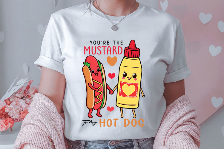 You're the Mustard to My Hot Dog - Funny Food Valentine PNG Tshirt Mockup Image.jpg