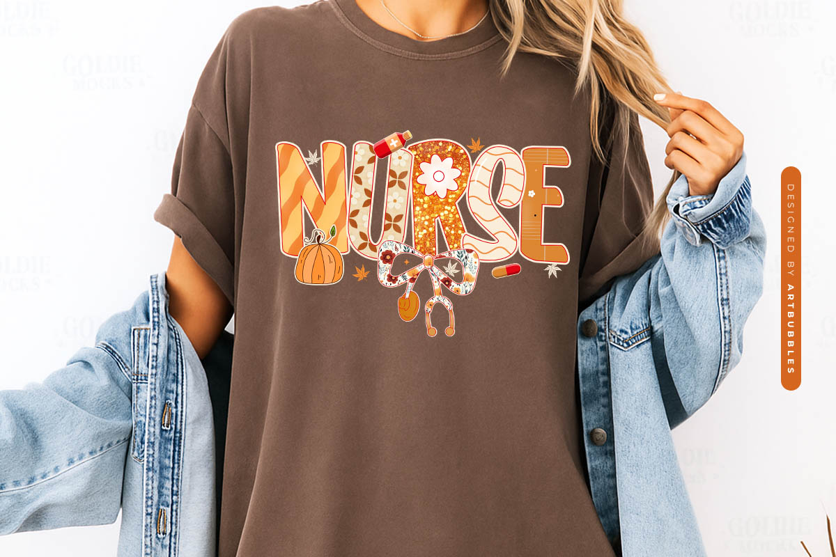 Preppy Nurse Fall Sublimation Transfer Shirt Mockup image.jpg