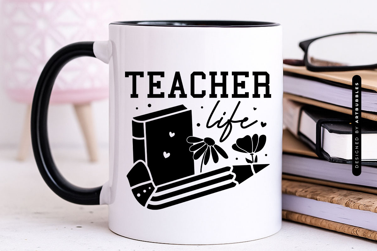 Floral Teacher Life SVG Design for Cricut Mug Mockup Image.jpg