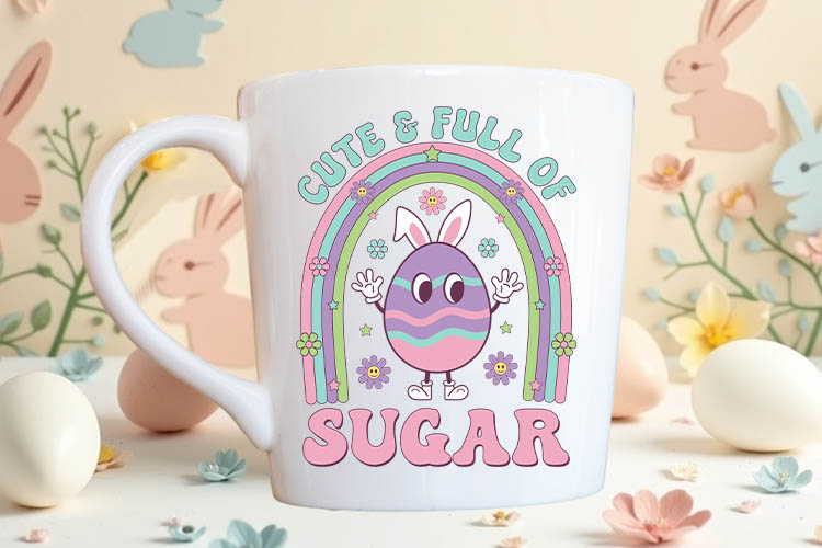 Cute & Full of Sugar - Retro Easter Sublimation Mug Mockup Image.jpg