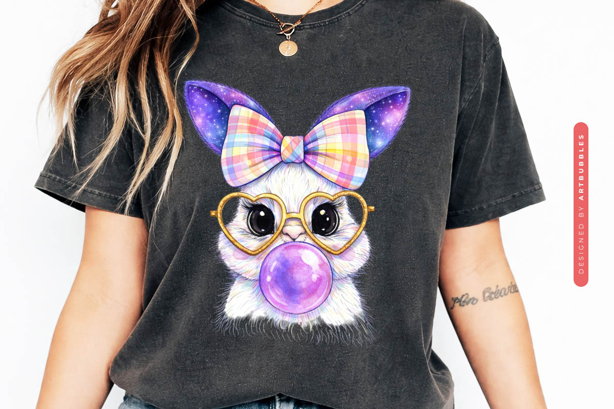 Preppy Bunny Bubblegum Easter PNG Shirt Mockup Image.jpg