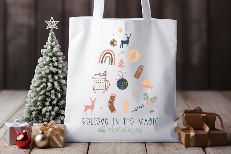 Boho Believe in the Magic of Christmas SVG File Tote Bag Mockup Image.jpg