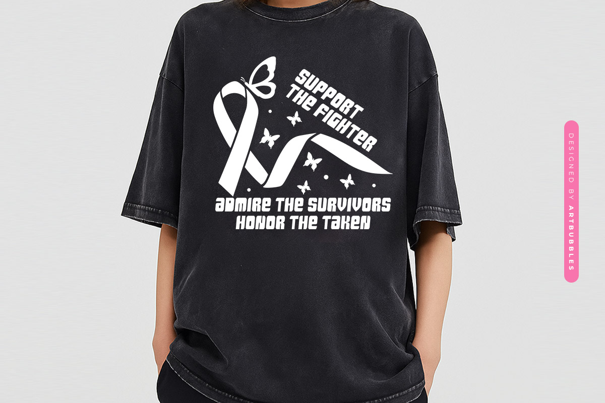 Support the Fighters - Retro Breast Cancer Cricut SVG Tshirt Mockup Image.jpg