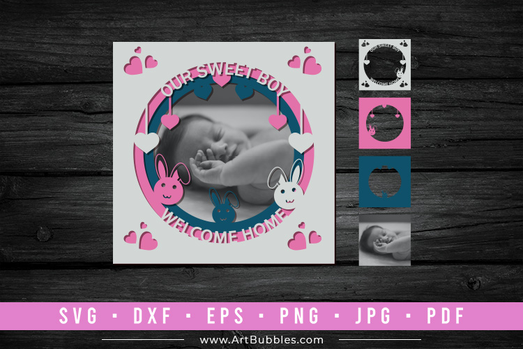 3D Layered Paper Cut Photo Frame SVG