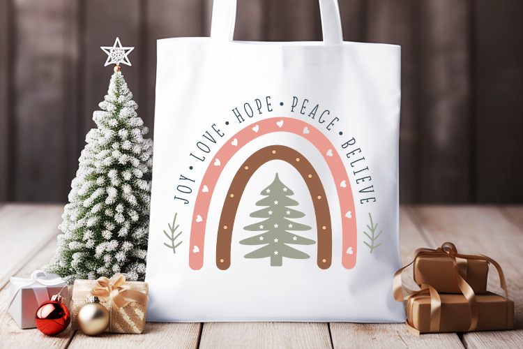 Joy Love Hope Peace Believe - Boho Christmas SVG Tote Bag Mockup Image.jpg