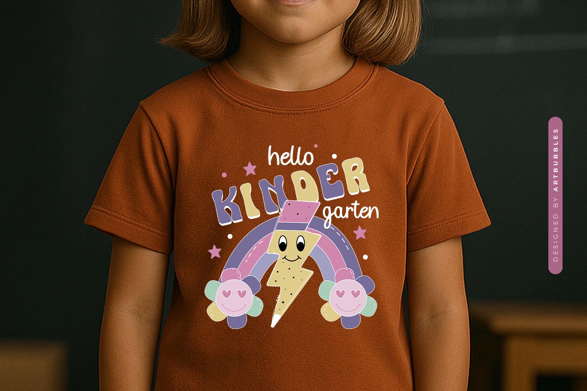 Hello Kindergarten - Sublimation Retro Back to School T-shirt Mockup Image.jpg
